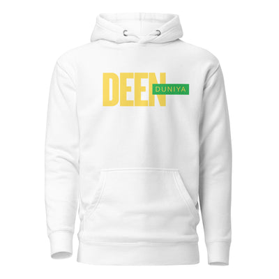 This hoodie features a modern minimalist design built around the powerful contrast of the words “Deen” and “Duniya.” “Deen” is styled in an elegant, calligraphic script that reflects spirituality, calmness, and inner grounding, while “Duniya” appears in a clean, bold contemporary font representing the hustle, ambition, and everyday life. Together, the design symbolizes balance — a reminder to stay rooted in faith while navigating the world.

