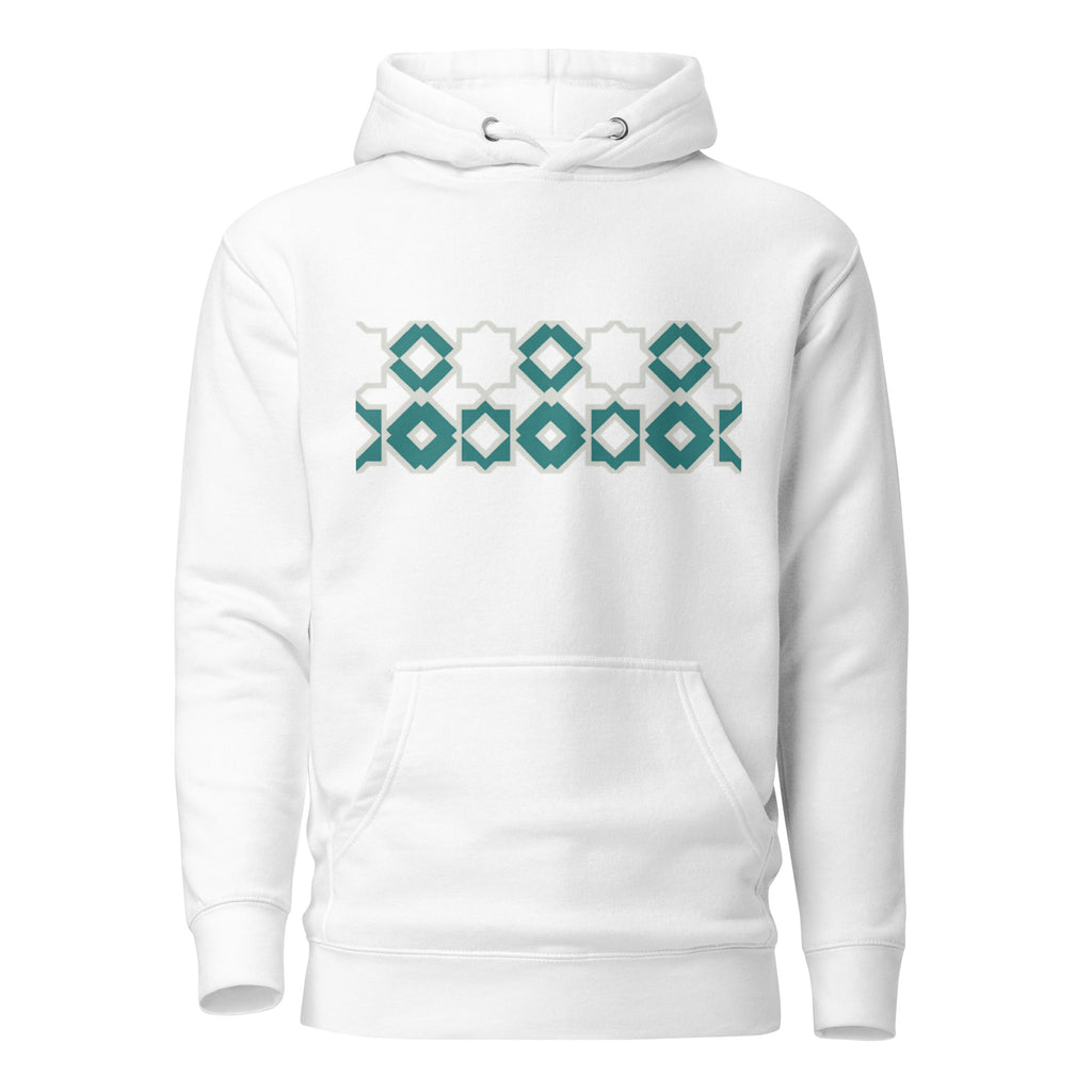 Timeless. Minimal. Unmistakably inspired.

This hoodie features a clean, elegant Islamic geometric pattern, crafted to reflect the harmony, balance, and sophistication found throughout Islamic art. The design is subtle yet striking — a modern interpretation of classical geometry that has adorned mosques, manuscripts, and architecture for centuries.
