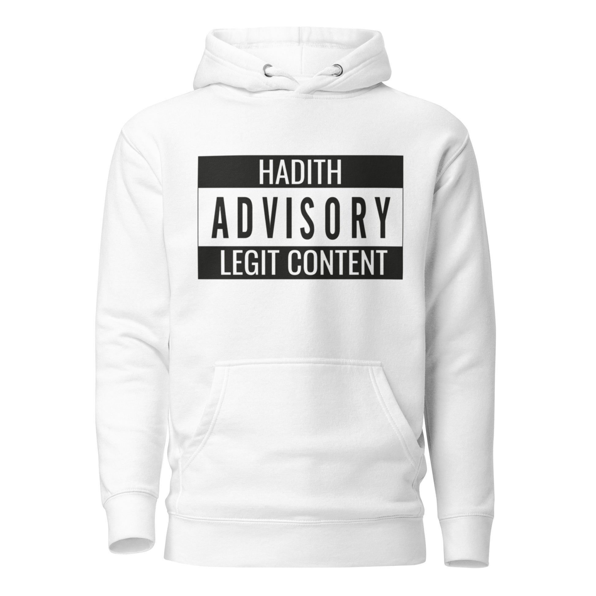 Turn a classic warning into a wink of wisdom. Our Hadith ADVISORY — LEGIT CONTENT hoodie riffs on the familiar parental-advisory label to celebrate authenticity, scholarship, and a little bit of Muslim humor. Bold, label-style text on the chest makes the message instantly recognisable — playful enough to spark a smile, thoughtful enough to start a conversation about the importance of verifying knowledge and honoring the Prophetic tradition.

